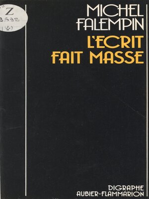 cover image of L'écrit fait masse
